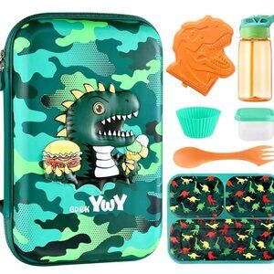 (SOLD) 3D Dinosaur Lunchbox Kit- Containers, 3-Compartment, Leakproof, Insulated